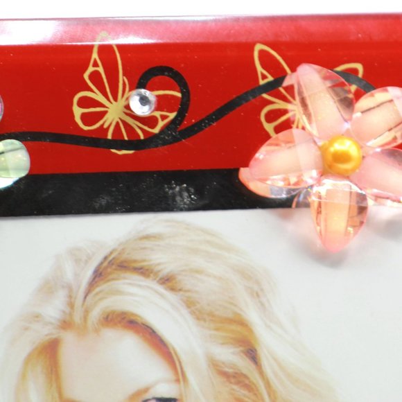 Two sets of Beautiful Red Glass 4" x 6" Photo Picture Frame with Flowers and But - Picture 5 of 11